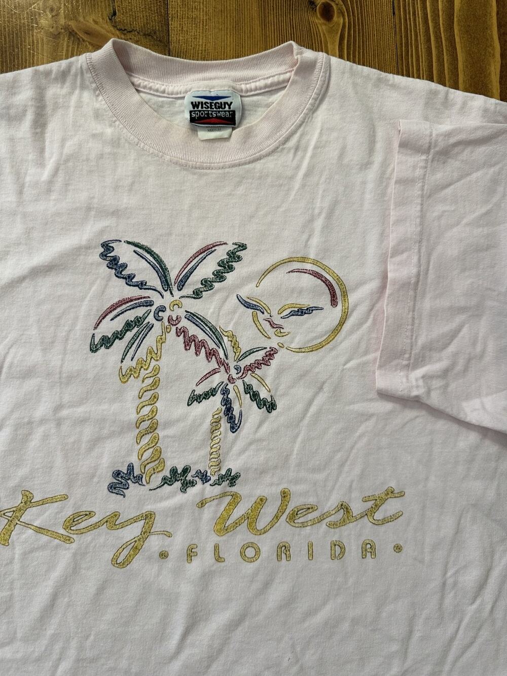 Vintage Key West Florida Pink Tee Shirt Medium Wiseguy Sportswear Vtg T-shirt